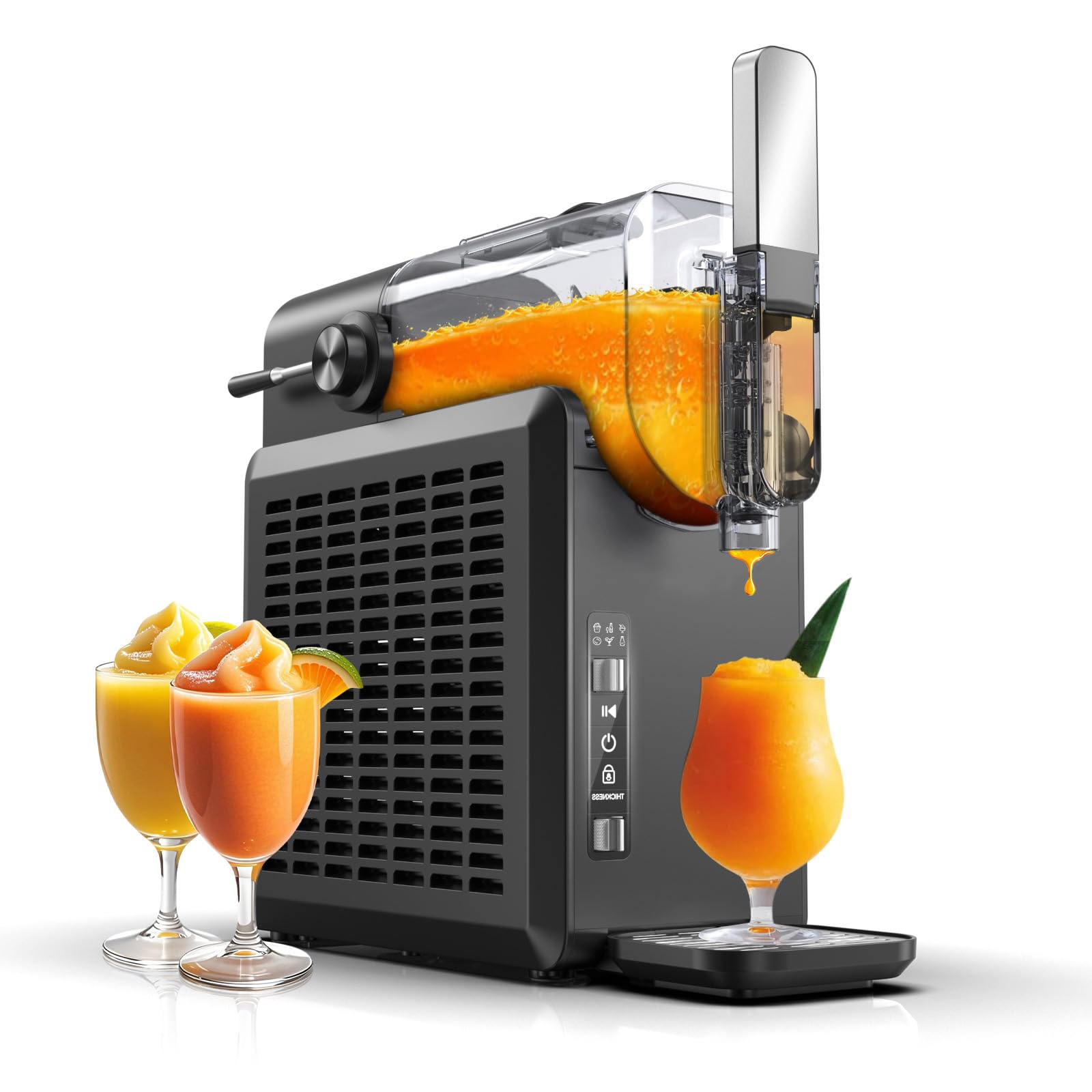 FOHERE Slush Machine Self-Clean, 5 Presets & Child Safety Lock, SuperChill Technology, Frozen Drink Maker No Ice or Preparation Needed for Slush, Frozen Cocktails, Frappé, Milkshakes & Frozen Juice