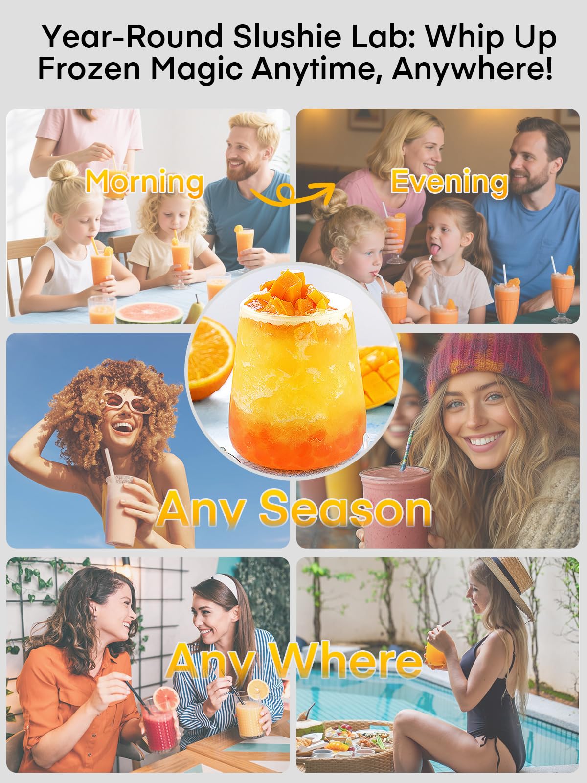 FOHERE Slush Machine Self-Clean, 5 Presets & Child Safety Lock, SuperChill Technology, Frozen Drink Maker No Ice or Preparation Needed for Slush, Frozen Cocktails, Frappé, Milkshakes & Frozen Juice